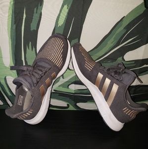 Gray/blue adidas running shoe